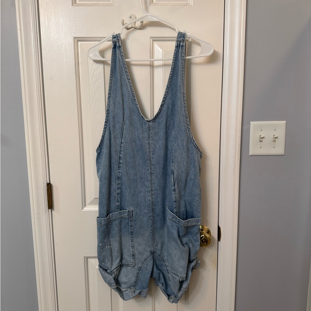 Free People Light Blue Denim Romper